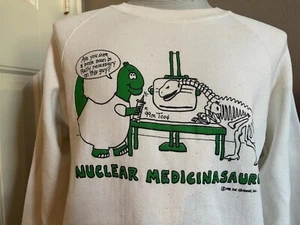Vintage 80's Nuclear Medicinasaurus Doctor Dinosaur Funny Crewneck Sweatshirt XL - Picture 1 of 3