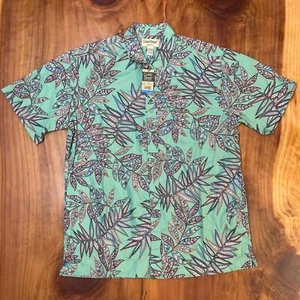 NUEVA Camisa Cooke Street Para Hombres Botón L Hawaiano Honolulu Algodón Hoja Geométrica M27 - Imagen 1 de 4