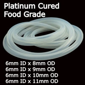 6mm ID Food Grade Clear Translucent Silicone Vacuum Tube Hose Pipe Soft Rubber - Picture 1 of 8