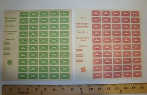 RED + GREEN stamp sheet Germany WW2 Replica Reich KdF Volkswagen - Nazi Swastika - Picture 1 of 10