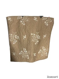 Martha Stewart (2) Federa Finta Trapuntata Beige Ricamo Floreale Cotone 26x27 - Foto 1 di 7