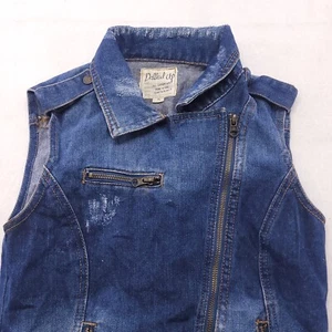Dolled Up Casual Sleeveless Zip Up Denim Vest Girls Size Small S Blue - Picture 1 of 10