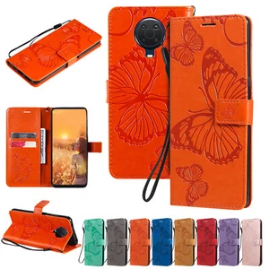 Butterfly Pattern PU Leather Flip Wallet Case Cover for Nokia G20 X20 8.1 7.1 6 - Picture 1 of 20