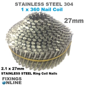 27 mm - EDELSTAHL 304 2,1 g x 27 mm (360 konische Nägel), Hitachi, Max, BEA - Bild 1 von 2