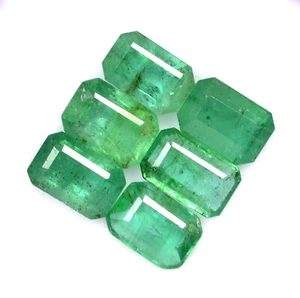 5,17 Karat Zertifiziert Natürlicher Smaragd Achteck Schnitt 7x5 mm Menge 6 Stck. Grün Lose Edelsteine - Bild 1 von 3