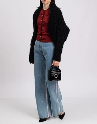 RRP€1250 DOLCE & GABBANA Cardigan IT38 US2 XS Black Cashmere & Angora Wool Blend - Изображение 1 из 4