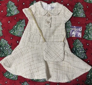 Blueberi Boulevard Mädchen Tweed Kleid & Handtasche Set 3t Urlaub Party Outfit Neu mit Etikett $ 48 - Bild 1 von 6