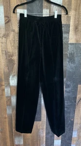 Vintage Velvet Holiday Party Pants Sz 8 Black Velour High Waist Made in USA - Picture 1 of 12