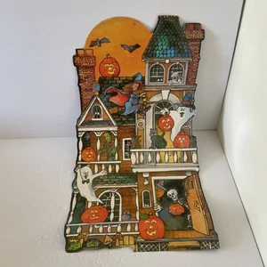 Vintage Halloween Wanddeko Spukhaus Hexe Geister Kürbisse - Bild 1 von 6