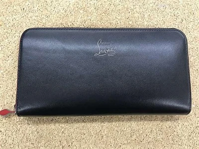 Christian Louboutin W Panettone Wallet Authentic Round Zip Long Purse Black Logo - Image 1 of 4