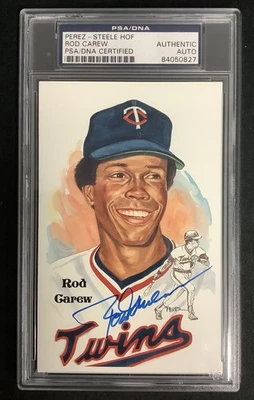 Rod Carew Signed Perez Steele Postcard Baseball HOF Twins Autograph PSA/DNA - Image 1 of 2