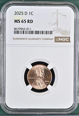 2025-D LINCOLN SHIELD CENT PENNY NGC MS65RD #G - Image 1 of 2