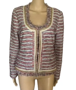 Boston Proper Damen Blazer Jacke Gr. U-Ausschnitt Kette Gold Used Saum - Bild 1 von 10