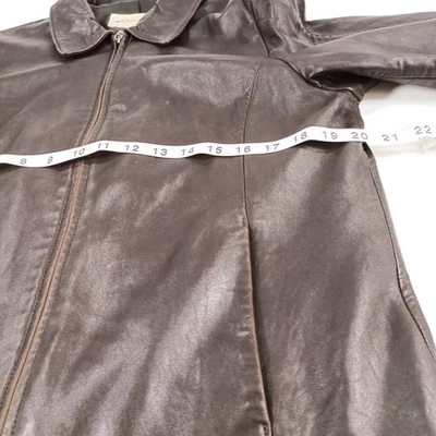 Eddie Bauer Zip Up Leather Jacket Men's Size Medium Brown  - Image 1 of 4