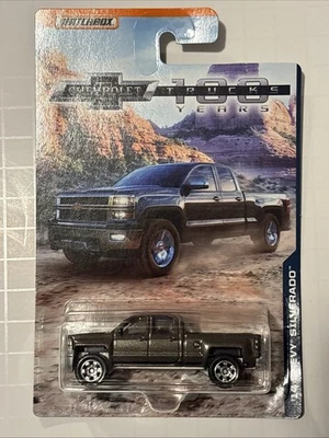 Camionetas Chevrolet fundidas a presión Matchbox 1:64 camioneta Silverado 100 años 2014 nuevo en paquete Foto 1 de 4