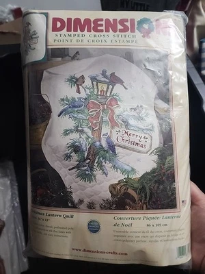 Dimensions 8711 Stamped Cross Stitch Kit Christmas Lantern Quilt  SEALED - Image 1 of 4