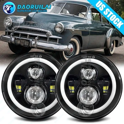 Faros LED redondos de haz alto/bajo Fit 1949-1952 Chevy Stileline Deluxe 2 piezas 7" pulgadas Foto 1 de 4