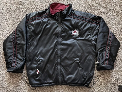 Vintage Logo Athletic NHL Colorado Avalanche Black Zip Embroidered Jacket Sz XL Cover