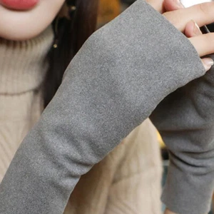 2 Pairs Women Fleece Mitten Half Fingers Thermal Office Driving Working Winter - Picture 1 of 20