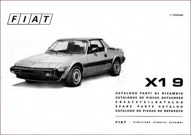 FIAT X1 9  - MANUALE PARTI DI RICAMBIO – Spare parts catalog! - Immagine 1 di 1