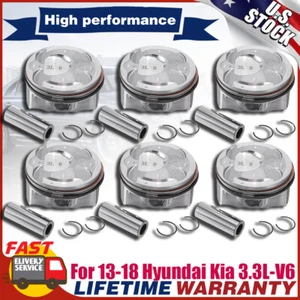 NEW Engine Piston & Piston Ring Set STD For 2013-2018 Hyundai Santa Fe Kia 3.3L - Picture 1 of 11
