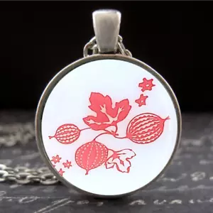 Grandmas Pyrex Pink Gooseberry Pattern Cinderella Mixing Bowls Photo Necklace - Picture 1 of 3