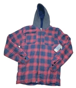Street Rules Boys 18 Buffalo Plaid Sherpa Lined Full Zip Hooded Cabincore NWT - Picture 1 of 6