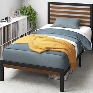 Zinus Kai Bamboo and Metal Platform Bed Frame with Headboard / No Box Spring Nee - Picture 1 of 12
