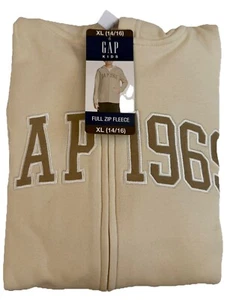 New Gap Kids Hoodie Beige Hoodie Size XL (14-16) Full Zip NWT - Picture 1 of 9