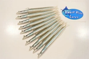 Artificial Sand Eel Sand Launce 5" Natural Color with Stripe 10 Pack with Hook - Picture 1 of 3
