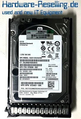 HPE 1,2TB HDD 12G Sed SAS 2,5 " 10K EG001200JWJNQ 876938-002 872483-006 872737 - Immagine 1 di 2
