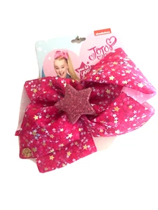 JoJo Siwa Large Pink Gold blue Valentine Hair Bow Large Glitter Star Center - Picture 1 of 3