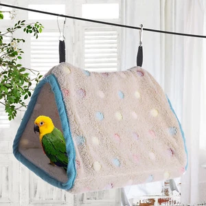 Winter Warm Bird Plush Nest House Parrot Hanging Hammock Shed Hut Finch Cage - Picture 1 of 12