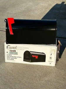 Elite Black Galvanized Steel Medium Post Mount Mailbox 20”x9”x7” Open Box - Picture 1 of 5