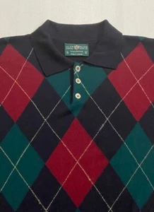 Men's Alan Paine Long Sleeve Collared Sweater Size M Diamond Print Made England - Picture 1 of 5