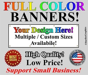 ANY SIZE! FULL COLOR Advertising Vinyl Banner Sign Many Sizes business USA 13oz. - Picture 1 of 1