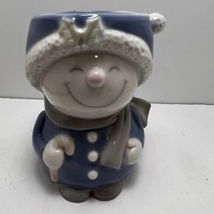 Vintage Porcelain Snowman Christmas Winter Holiday Planter Ben Transworld Import - Picture 1 of 8