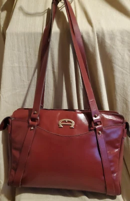 Bolso de Mano/Bolso para Portátil/Bolso de Mano/Cartera ETIENNE AIGNER Vintage Años 70 Cuero Rojo/Sangre de Buey Foto 1 de 4