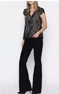 Joie Averra Lace Top Cap Sleeves Lined Size XXS Black Lovely