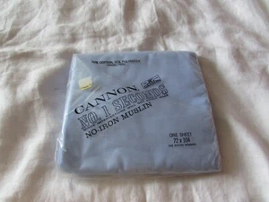 VTG Cannon blue flat bedding SHEET Muslin 72 x 104 linens Unopened 1970s Full - Picture 1 of 4