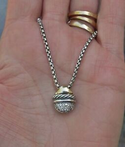 Vintage David Yurman Diamond Acorn Pendant/Necklace - 18K/925