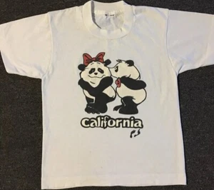 Vtg 80s 90s Kids Kissing Pandas Faded Shirt L California Animal Funny Beach Surf - Picture 1 of 18