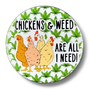 420 Huhn Kiffer Pinback Button Abzeichen Handarbeit Retro Haustier Kunst Geschenk 2,25" - Bild 1 von 4