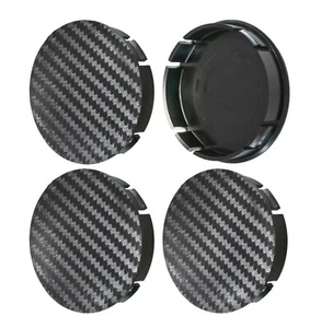 4 x 60/55,5mm Tappi Coprimozzo CARBONIO Copricerch Cerchi in Lega Emblema - Foto 1 di 3