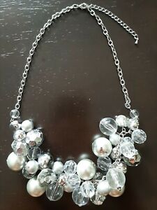 Toned Beads Mint Gorgeous Statement Necklace Silver