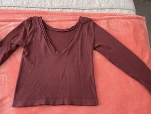Anthropologie Langarm PJ Set Dunkelrot/Weinrot Damen Gr. XS Oberteil. Hose Größe S - Bild 1 von 7