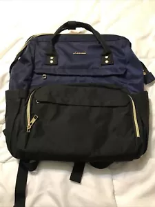 Fashion Business Travel Work Computer Backpacks/ USB Port Navy Blue-black 15.6'' - Picture 1 of 11