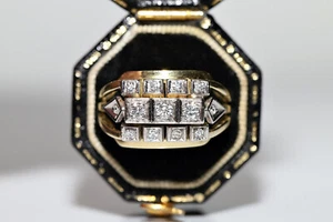 Antique Era 1900'S Men's Wedding Ring 14K Yellow Gold Over 2Ct Simulated Diamond - Picture 1 of 10