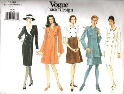 Vogue 1494 Misses 6 to10 Dress, Tunic, and Skirt Vintage Uncut Sewing Pattern - Image 1 of 2