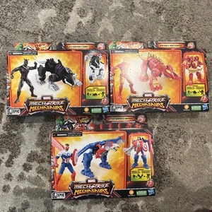 3 Marvel Mech Strike Mechasaurs 4" Figures New Black Panther Iron Man & Capt Am - Picture 1 of 4